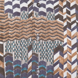 Salvatore Ferragamo Brown Abstract Chevron Printed Button Front Shirt L