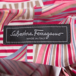 Pre Owned Salvatore Ferragamo Pink Sailboat Printed Cotton Long Sleeve Shirt L