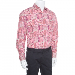 Pre Owned Salvatore Ferragamo Pink Sailboat Printed Cotton Long Sleeve Shirt L