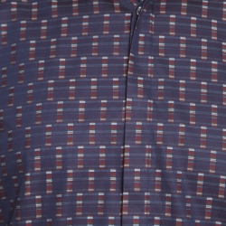 Pre Owned Salvatore Ferragamo Navy Blue Cotton Jacquard Long Sleeve Shirt L