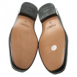 Pre Owned Salvatore Ferragamo Black Pebbled Leather Giordano Moccassins Size 44.5