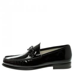 مملوكة مسبقًا Salvatore Ferragamo Black Patent Leather Mason Loafers Size 41.5