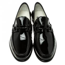 مملوكة مسبقًا Salvatore Ferragamo Black Patent Leather Mason Loafers Size 41.5
