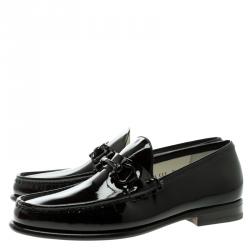 مملوكة مسبقًا Salvatore Ferragamo Black Patent Leather Mason Loafers Size 41.5
