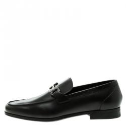 Pre Owned Salvatore Ferragamo Black Leather Tuscan Loafers Size 42.5