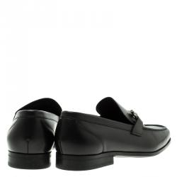 Pre Owned Salvatore Ferragamo Black Leather Tuscan Loafers Size 42.5