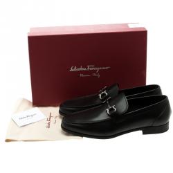 Pre Owned Salvatore Ferragamo Black Leather Tuscan Loafers Size 42.5