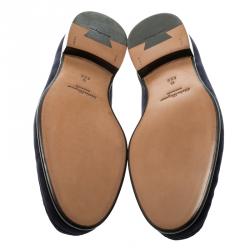 مملوكة مسبقًا Salvatore Ferragamo Navy Blue Suede Mason Loafers Size 43