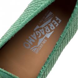 Pre Owned حذاء لوفرز سالفاتوري فيراغامو ماسون جلد ثعبان أخضر مقاس 43