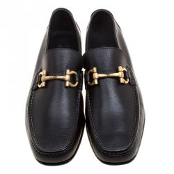 Pre Owned حذاء لوفرز سالفاتوري فيراغامو غانسيني بيت جلد أسود مقاس 42