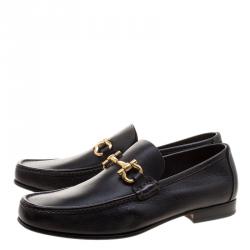 Pre Owned حذاء لوفرز سالفاتوري فيراغامو غانسيني بيت جلد أسود مقاس 42