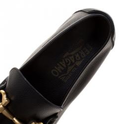 Pre Owned حذاء لوفرز سالفاتوري فيراغامو غانسيني بيت جلد أسود مقاس 42