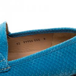 مملوكة مسبقًا حذاء لوفرز سالفاتوري فيراغامو ماسون جلد ثعبان أزرق مقاس 42