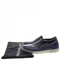 Salvatore Ferragamo Blue Leather Slip On Sneakers Size 42.5