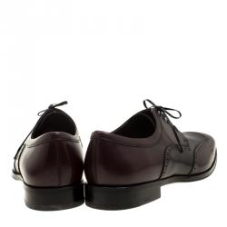 Pre Owned حذاء سالفاتوري فيراغامو دربي مورانو بروغ برباط جلد لونين مقاس 42.5