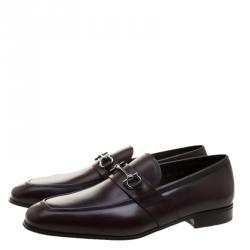 مملوكة مسبقًا Salvatore Ferragamo Brown Leather Germain Bit Loafers Size 45