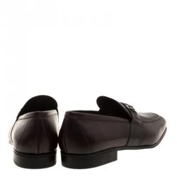 مملوكة مسبقًا Salvatore Ferragamo Brown Leather Germain Bit Loafers Size 45