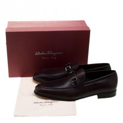 مملوكة مسبقًا Salvatore Ferragamo Brown Leather Germain Bit Loafers Size 45