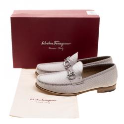 Pre Owned Salvatore Ferragamo Light Biege Python Mason Loafers Size 42.5