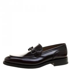 Pre Owned Salvatore Ferragamo Dark Brown Leather Falcone Loafers Size 44