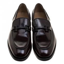 Pre Owned Salvatore Ferragamo Dark Brown Leather Falcone Loafers Size 44
