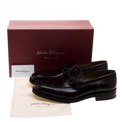 Pre Owned Salvatore Ferragamo Dark Brown Leather Falcone Loafers Size 44
