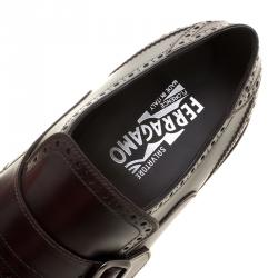 Pre Owned Salvatore Ferragamo Two Tone Brogue Leather Genesis Fringe Detail Wingtip Loafers Size 43