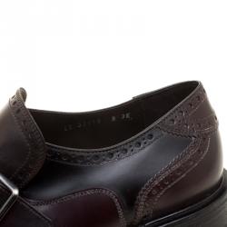 Pre Owned Salvatore Ferragamo Two Tone Brogue Leather Genesis Fringe Detail Wingtip Loafers Size 43