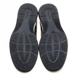 Pre Owned Salvatore Ferragamo Tricolor Ostrich Leather Marat Low Top Sneakers Size 43