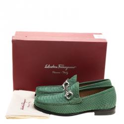 Pre Owned Salvatore Ferragamo Green Python Leather Mason Loafers Size 41