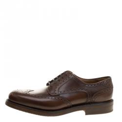 Pre Owned Salvatore Ferragamo Brown Brogue Leather Gabriele Derby Size 42.5