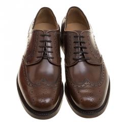 Pre Owned Salvatore Ferragamo Brown Brogue Leather Gabriele Derby Size 42.5