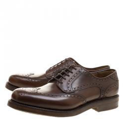 Pre Owned Salvatore Ferragamo Brown Brogue Leather Gabriele Derby Size 42.5