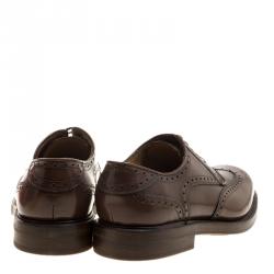 Pre Owned Salvatore Ferragamo Brown Brogue Leather Gabriele Derby Size 42.5