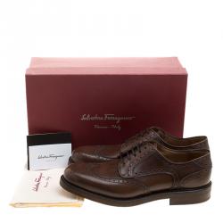 Pre Owned Salvatore Ferragamo Brown Brogue Leather Gabriele Derby Size 42.5