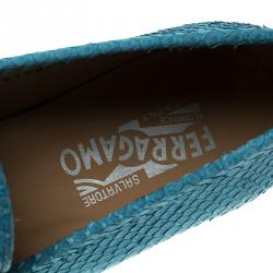 Pre Owned Salvatore Ferragamo Blue Python Leather Mason Loafers Size 41.5