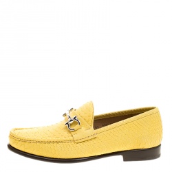 Pre Owned Salvatore Ferragamo Yellow Python Mason Loafers Size 43