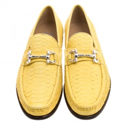 Pre Owned Salvatore Ferragamo Yellow Python Mason Loafers Size 43