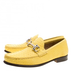 Pre Owned Salvatore Ferragamo Yellow Python Mason Loafers Size 43