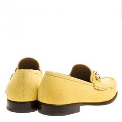 Pre Owned Salvatore Ferragamo Yellow Python Mason Loafers Size 43