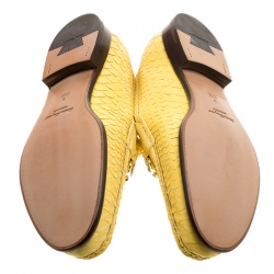 Pre Owned Salvatore Ferragamo Yellow Python Mason Loafers Size 43