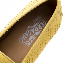 Pre Owned Salvatore Ferragamo Yellow Python Mason Loafers Size 43