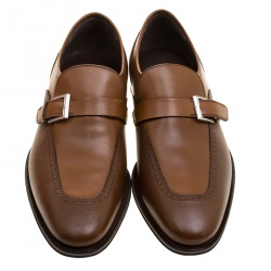 Salvatore Ferragamo Brown Leather Liverpool Monk Strap Loafers Size 42