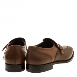 Salvatore Ferragamo Brown Leather Liverpool Monk Strap Loafers Size 42