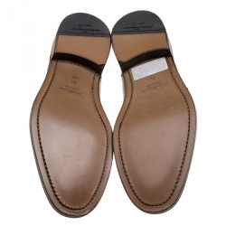 Pre Owned حذاء لوفرز سالفاتوري فيراغامو وينغ تيب جلد بروغي ثنائي اللون بشراشيب مقاس 42.5