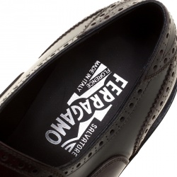 Pre Owned حذاء لوفرز سالفاتوري فيراغامو وينغ تيب جلد بروغي ثنائي اللون بشراشيب مقاس 42.5