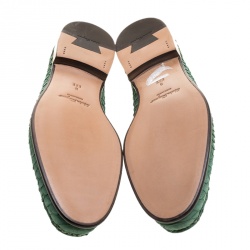 مملوكة مسبقًا حذاء لوفرز سالفاتوري فيراغامو ماسون جلد ثعبان أخضر مقاس 41