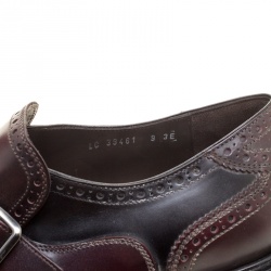 Pre Owned حذاء لوفرز سالفاتوري فيراغامو وينغتيب تفاصيل شراشيب غنزيز جلد بروغي لونين مقاس 43