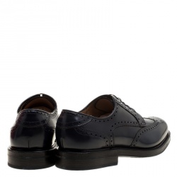 Pre Owned Salvatore Ferragamo Navy Blue Brogue Leather Gabriele Derby Size 42.5