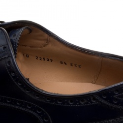 Pre Owned Salvatore Ferragamo Navy Blue Brogue Leather Gabriele Derby Size 42.5